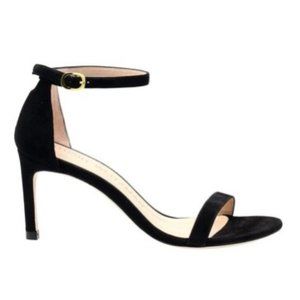 Stuart Weitzman Nunakedstraight Sandals 7.5 - Black Suede
